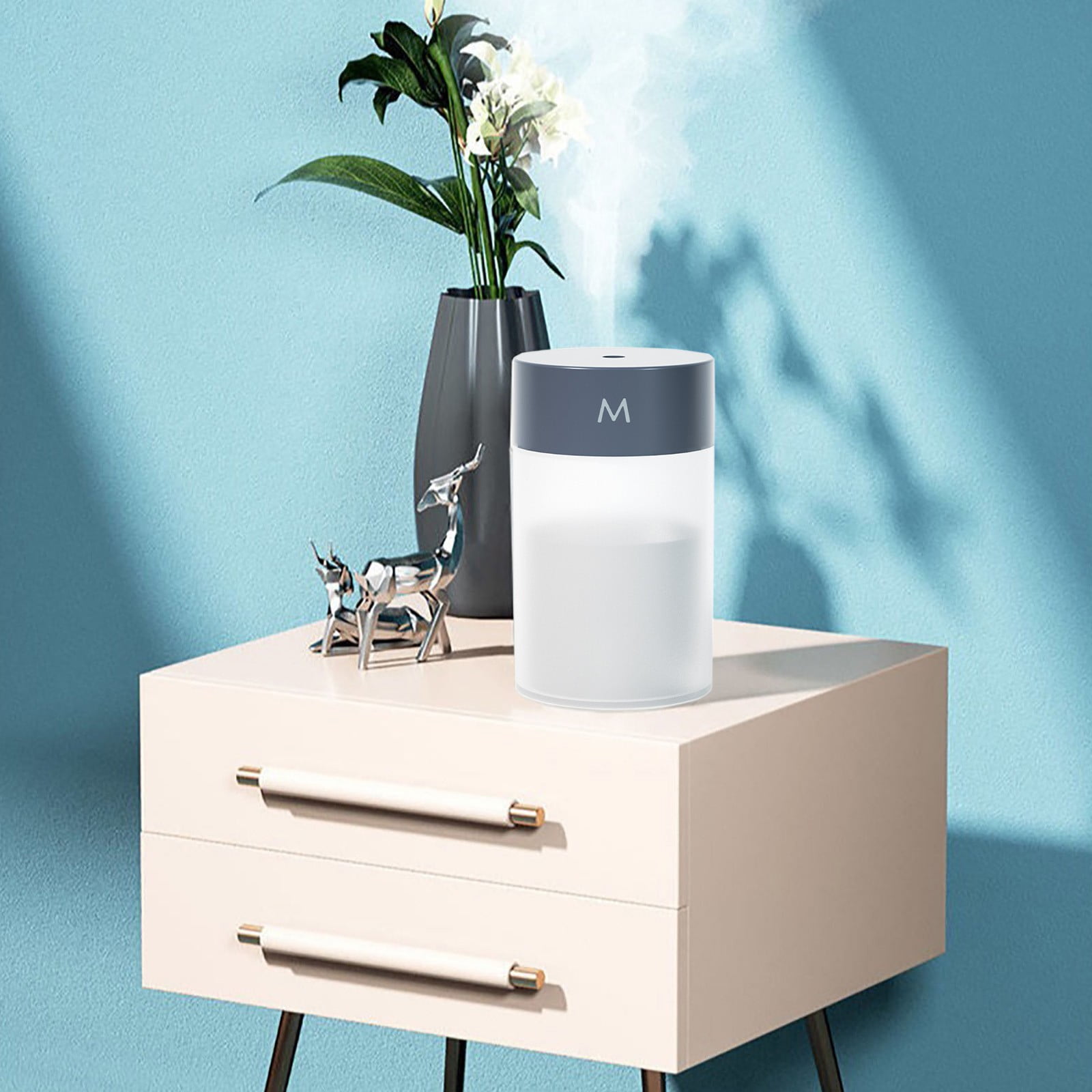 Weloille Cool Mist Humidifier for Bedroom, Babies and Plants, Ultra Quiet Mini Humidifier, Portable, Plastic Construction, in White, Gray, Pink