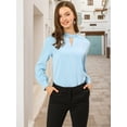 thumbnail image 3 of Dde San Patricio profesional Blusas de gade manlarcon cuello alto elegante pamujer  Azul Claro XXL, 3 of 6