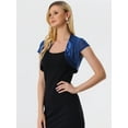 thumbnail image 2 of Satén Shrug Bolero Cap Sleeve Business Open Front Crop Cardigan para mujer Azul XL, 2 of 6
