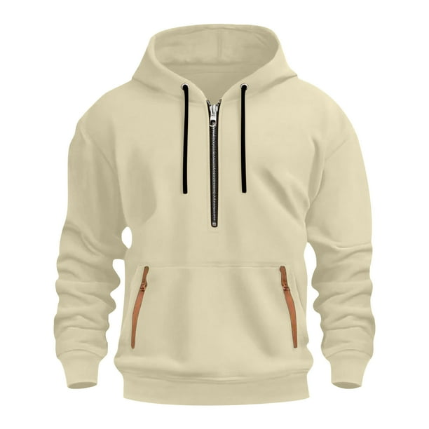 Kalauyu Men's Hooded Half-zip Sweatshirt - Soft Warm Long Sleeve Pullover for Casual Daily Wear
