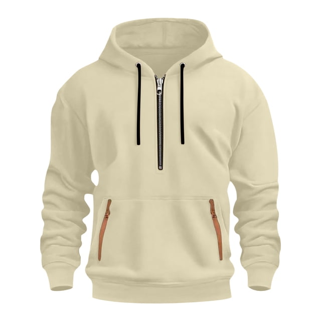 Kalauyu Men's Hooded Half-zip Sweatshirt - Soft Warm Long Sleeve Pullover for Casual Daily Wear