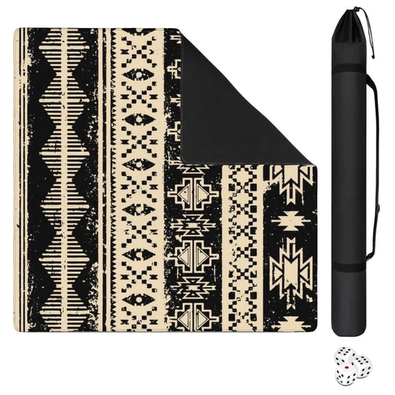 Boho Inspired Extra Large Non-Slip Game Mat 31.5x31.5 Inch Rubber Mahjong Table Cover with Noise Reduction for Playing Tiles Cards and Family Game Nights