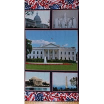 23" X 44" Panel Washington D.C. Monuments Landmarks White House Capitol Building Memorials USA America Tourist Attractions American Spirit Cotton Fabric Panel (01340-01)