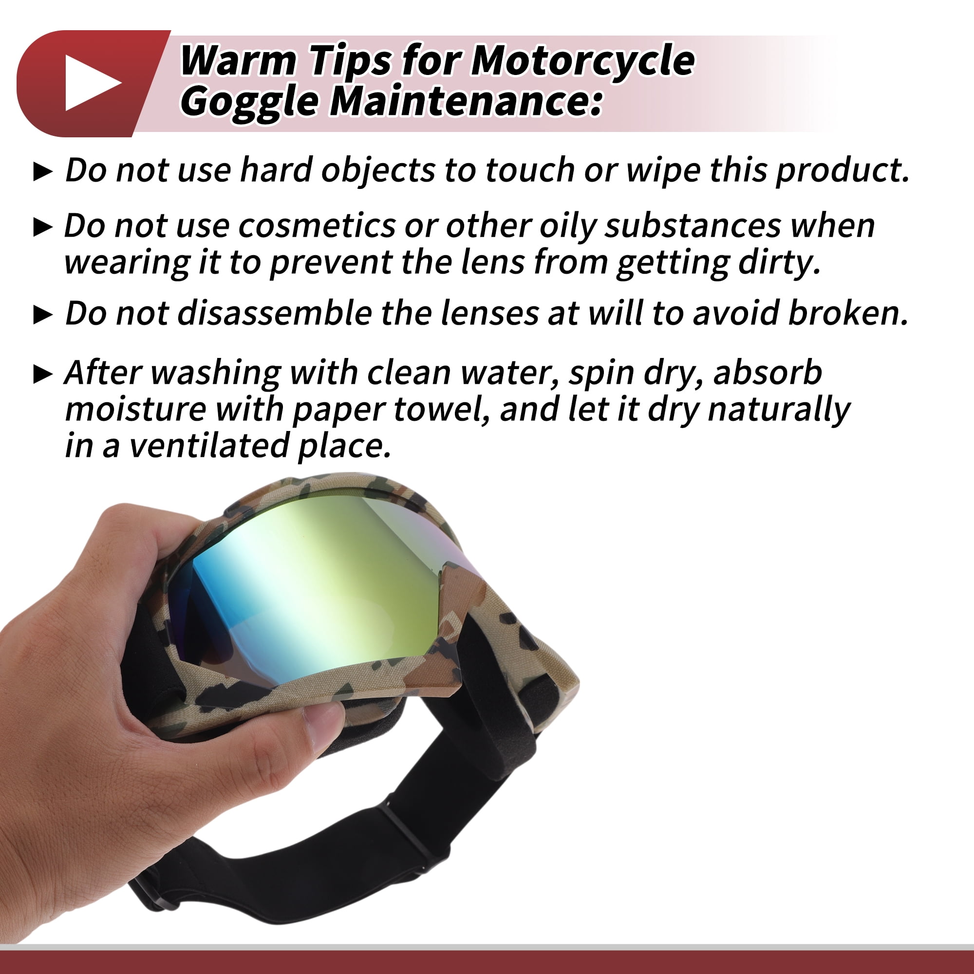 Unique Bargains Motorcycle Riding Goggles PC Cycling Sunglasses Colorful Lens Camouflage Frame
