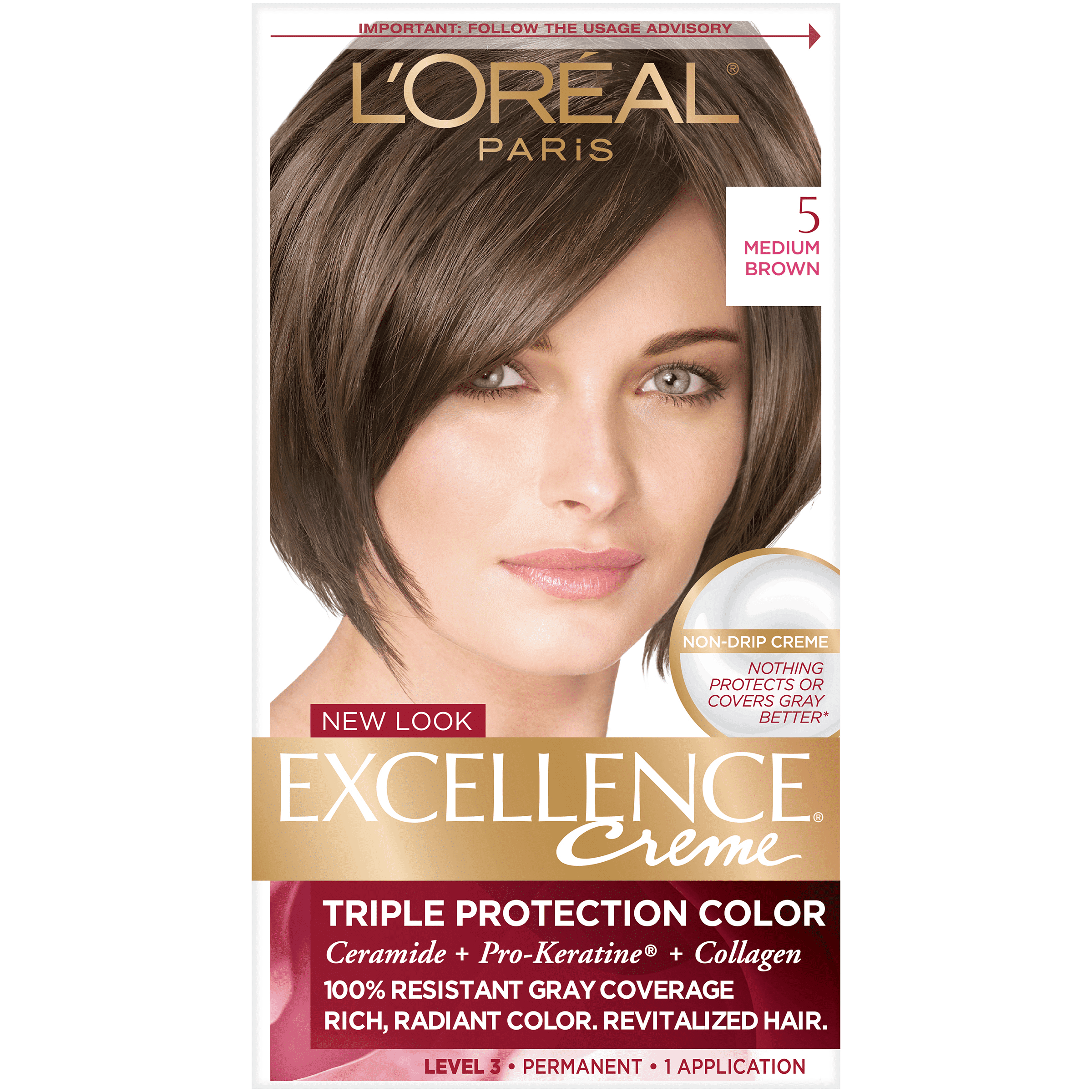 L'Oreal Paris Excellence Creme Permanent Hair Color, 5 Medium Brown