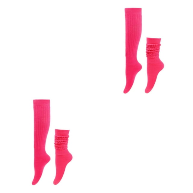 Baohd 2x Chaussettes Décontractées Fixes Stables Sans Fil en Vrac Confortables à Porter Polyester Adaptées à Tous les Pieds Forme Durable Rouge Rose 2ensemble
