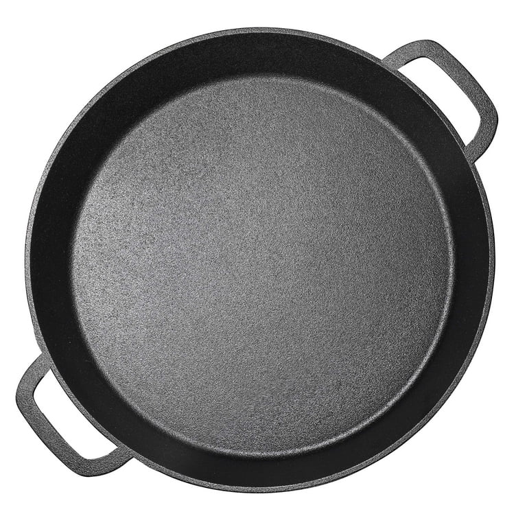 Bruntmor Pre Seasoned Cast Iron 16 Skillet - Dual Handle - Black Pan for  Grill, Deep Frying - Oven Friendly, Stovetop 