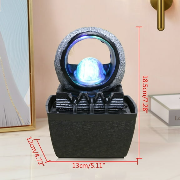 Tabletop Water Fountain Zen Meditation Indoor Waterfall Feature With LED Light