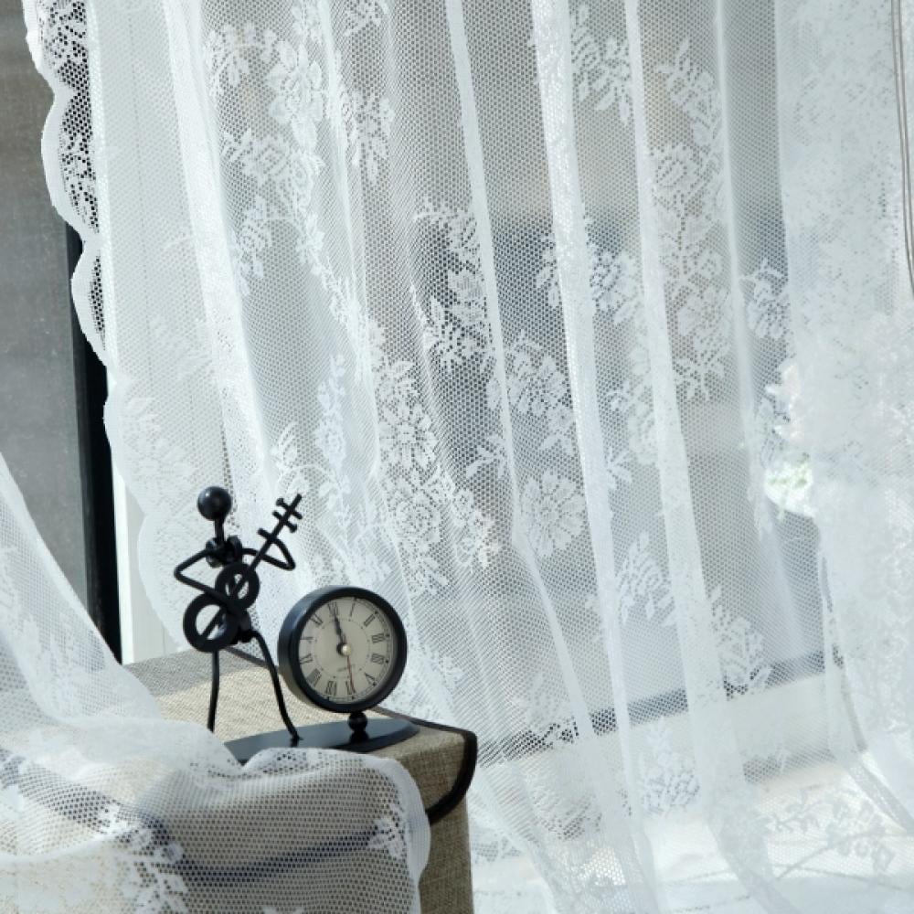 Chic Lace Window Curtains Drape Sheer Tulle Valances Balcony Divider Home Decor 