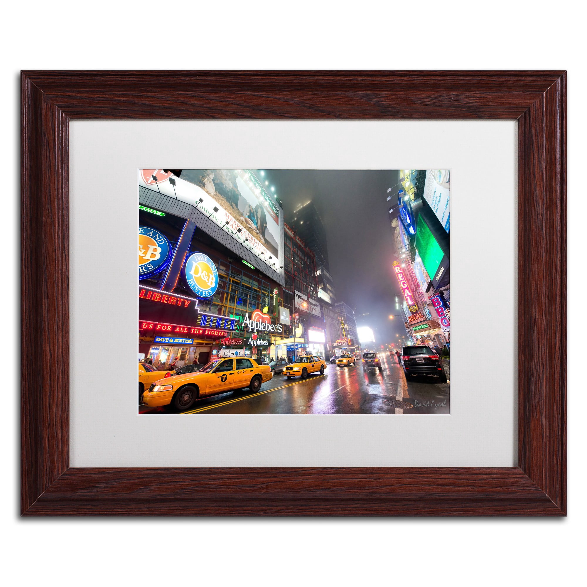 Trademark Fine Art "42nd. Street" Canvas Art by David Ayash White Matte, Wood Frame