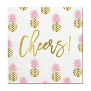Christian Brands 10-04540-053 Foil Beverage Napkins - Cheers Pineapples Pack of 12