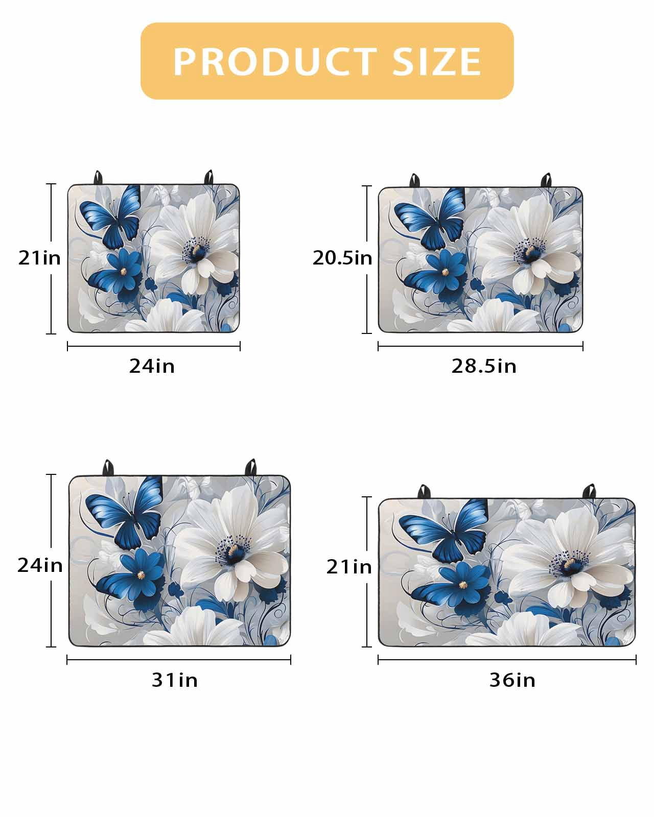 nqOlkjepod Large Induction Cooktop Protector Mat 36"x21", White Blue Flowers Stove Top Covers for Electric Stove, Modern Elegance Butterfly Floral Stove Burner Cover Mats, Glass Top Stove Cover
