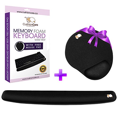 Premium Wrist Rests for Keyboard and Mouse Pad Set - Memory Foam Cushion, Black - Ergonomic Wrists Hand Arm Rest Support for Laptop Computer Desk and Gaming - Carpal Tunnel Syndrome Relief