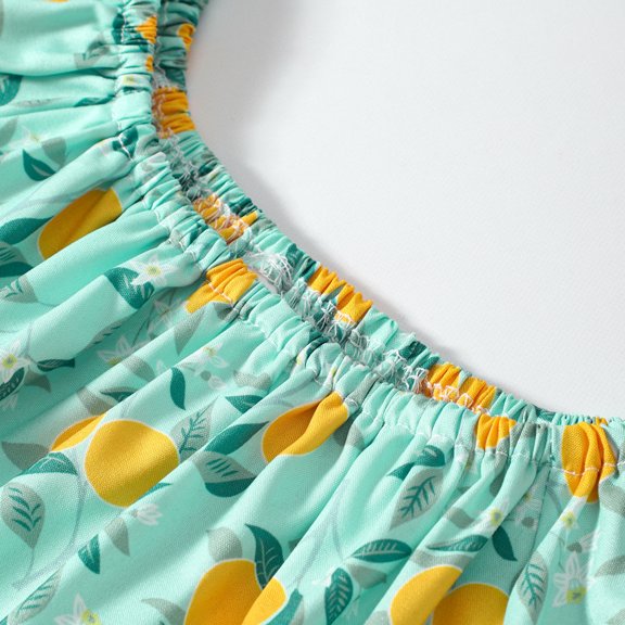 Vedolay Shorts Tracksuit For Girl Girl's 2 Piece Outfits Print Cami Short Dress with Crop Top Tee,Green 12-18 Months