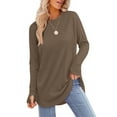 thumbnail image 2 of MOSHU Sweatshirts for Women Thumb Hole Long Sleeve Shirts Curved Hem Crewneck Sweatshirts Casual Fall Womens Tunic Tops, 2 of 10