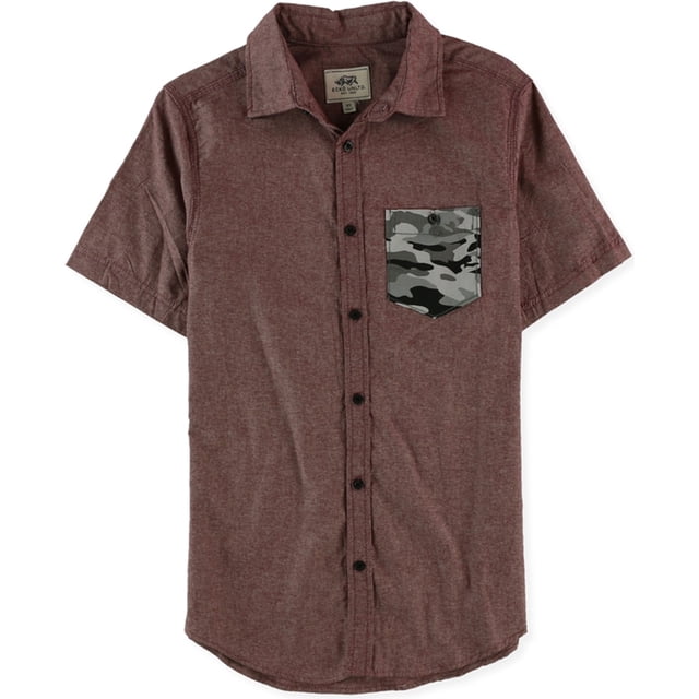 Ecko Unltd. Camisa tejida con botones y bolsillo de camuflaje para hombre, rojo, extragrande