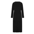 thumbnail image 5 of LSOLMD Women's Fleece Pullover Sweatshirt Dress Casual Loose Crewneck Long Sleeve Maxi Dresses with Pockets, 5 of 6