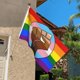 thumbnail image 3 of Bandera de bondad, paz, igualdad, amor, inclusión, esperanza y diversidad, de 90 x 150 cm, ideal para balcones y patios, ideal como pancarta decorativa para jardín., 3 of 3