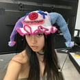 thumbnail image 3 of Contrast Color Knit Hat Girls Cartoon Clown Beanie Windproof Warm Winter Cap, 3 of 8