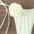 thumbnail image 4 of TNOBHG Sexy Backless Tankini Swimsuit 2 Pcs/set Women Bikini Set Off Shoulder Lace-up Halter Neck Fake Flower Decor Color Matching Patchwork Soft Detachable, 4 of 8