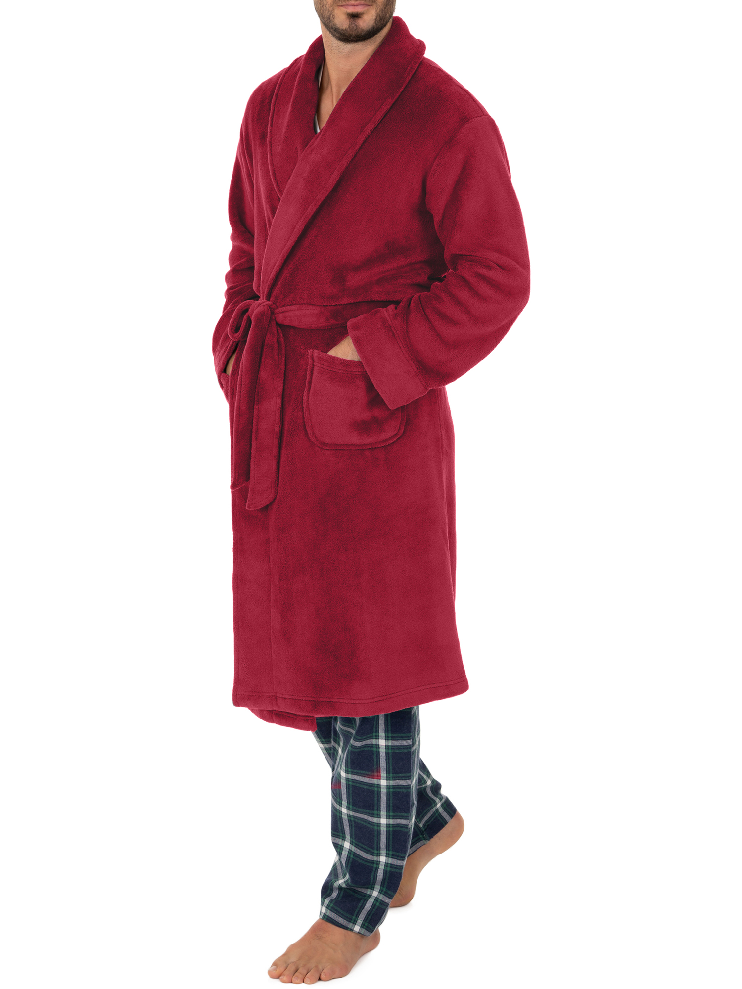 Fruit of the Loom Adult Mens Solid Plush Fleece Bathrobe One Size - image 2 of 4