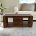 thumbnail image 2 of MINCETA Coffee Table,Modern Wooden Rectangle Coffee Tables with Storage,2 Drawer Center Table for Living Room,Walnut, 2 of 6