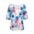 thumbnail image 5 of Tittly Cute Summer Tops for Women, 3/4 Sleeve Shirts for Women Dressy Tunic Tops Casual Wear with Floral, Graphic Tees for Women, V Neck T Shirts for Women Blue M, 5 of 5