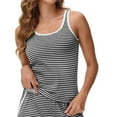 thumbnail image 3 of Amvlyk Pajamas Set for Women 2 Piece PJ Sets Spaghetti Strap Camisole Round Neck Striped Sleepwear Top with Wide Legs Straight Pants Solid Color Loose Loungewear for Casual Home Clothes Nightwear, 3 of 6