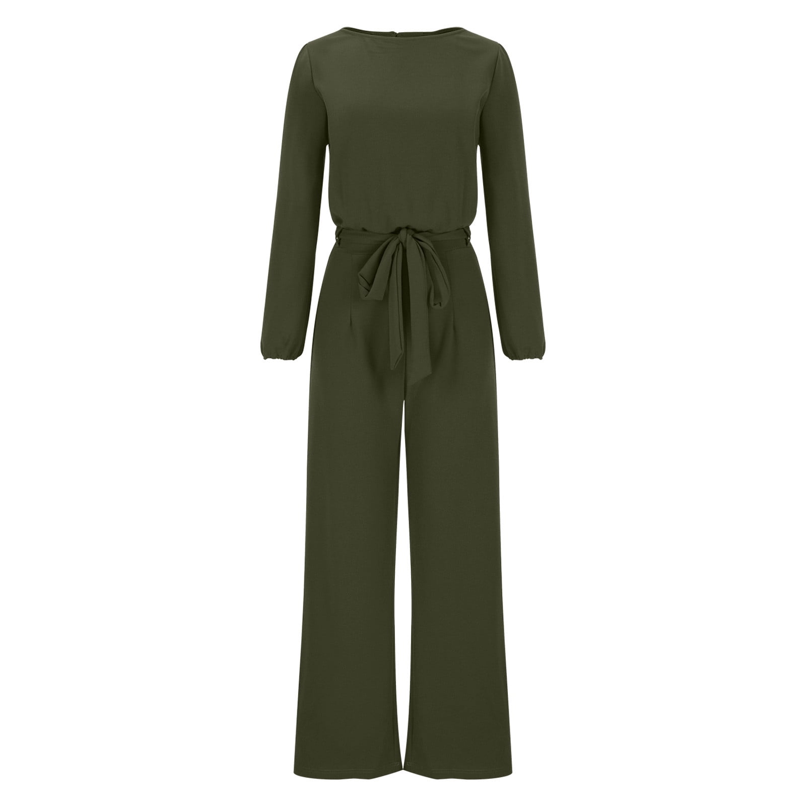 mgdxox Women's Jumpsuit Long Sleeve Loose Wide Leg Belted