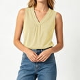 thumbnail image 3 of idosla Boho Tops for Women Teen Girl Trendy Print V Neck Sleeveless Tank Tops Casual Basic Tees Lightweight Shirts Summer Clothes (Yellow, L), 3 of 6