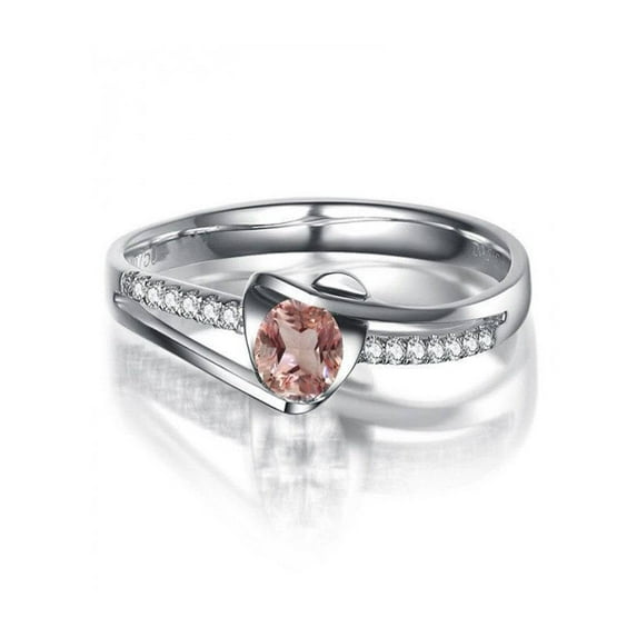 Designer 1 Carat Round Morganite and Diamond Engagement Ring for Women in 14k White Gold morganite and diamond engagement ring