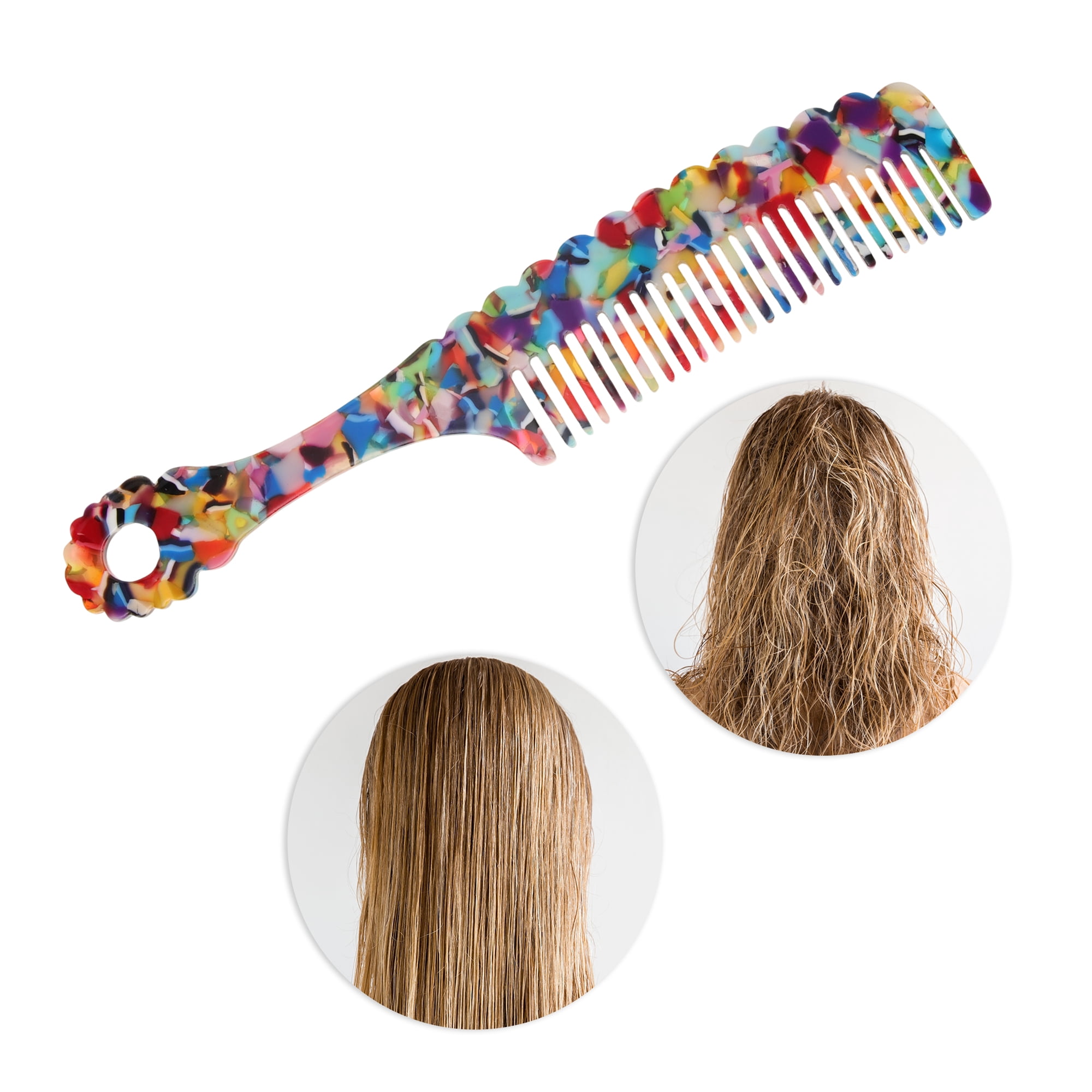 Unique Bargains 1 Pc Stylish Fashion Durable Handle Wavy Hair Comb Assorted Color