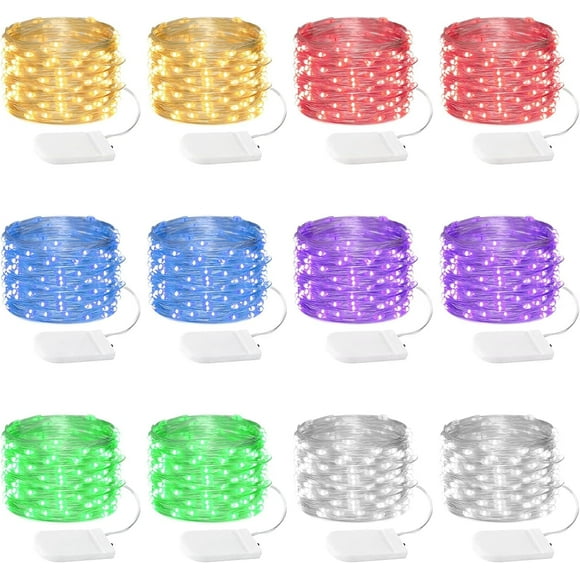 Fairy Lights Rivokeer, 7 pies, 20 LED, resistente al agua, funciona con pilas