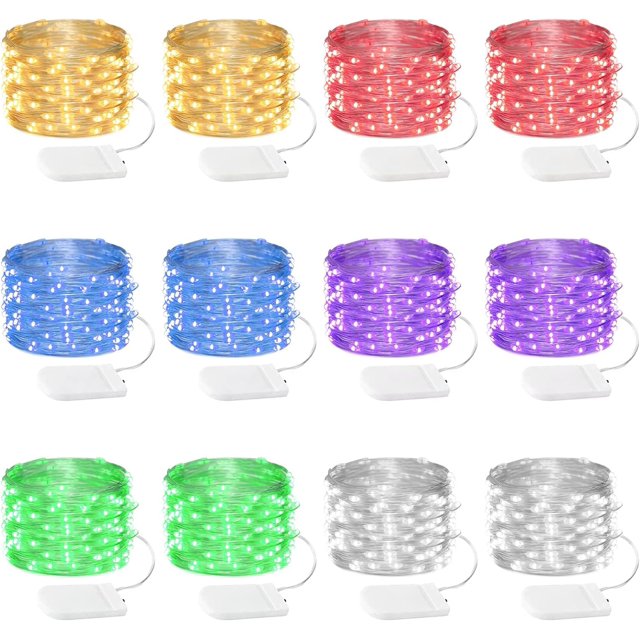 Fairy Lights Rivokeer, 7 pies, 20 LED, resistente al agua, funciona con pilas