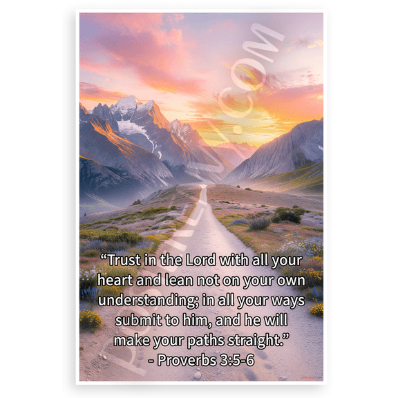 Proverbs 3:5-6 "Trust in the Lord" Inspirational 12x18 US Made Poster