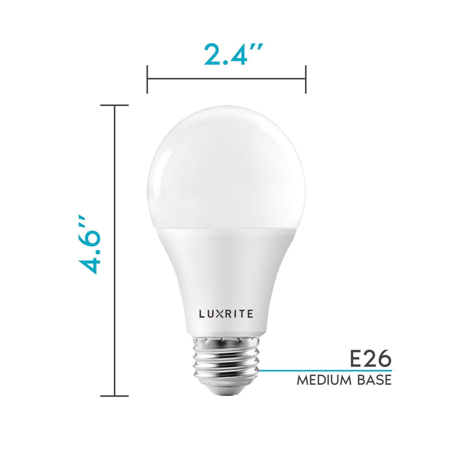 Luxrite A19 LED Light Bulb, Dimmable, 3500K Natural White, 1600 Lumens, Enclosed Fixture Rated, 15W, E26 Base 16-Pack