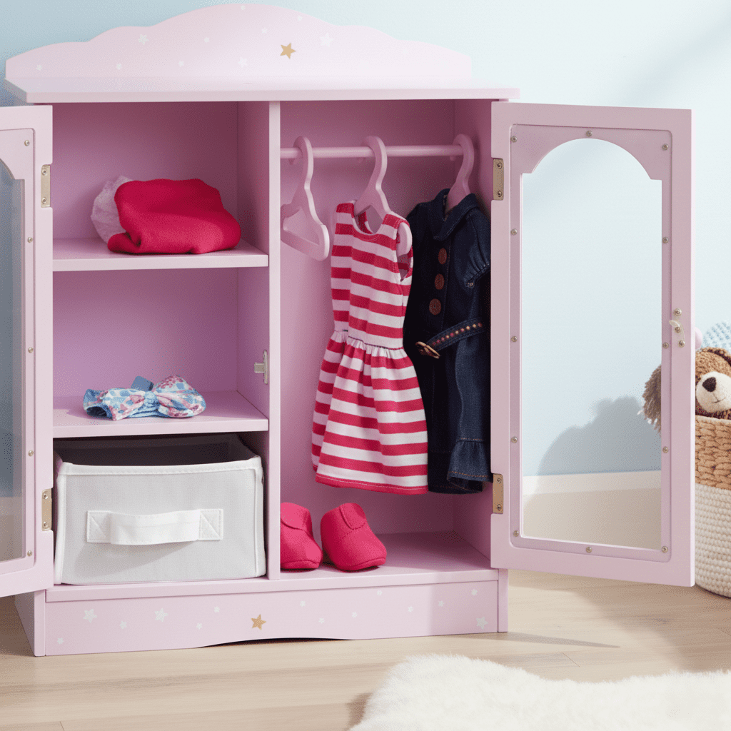 Olivia's Little World Twinkle Stars Wooden Armoire with Hangers