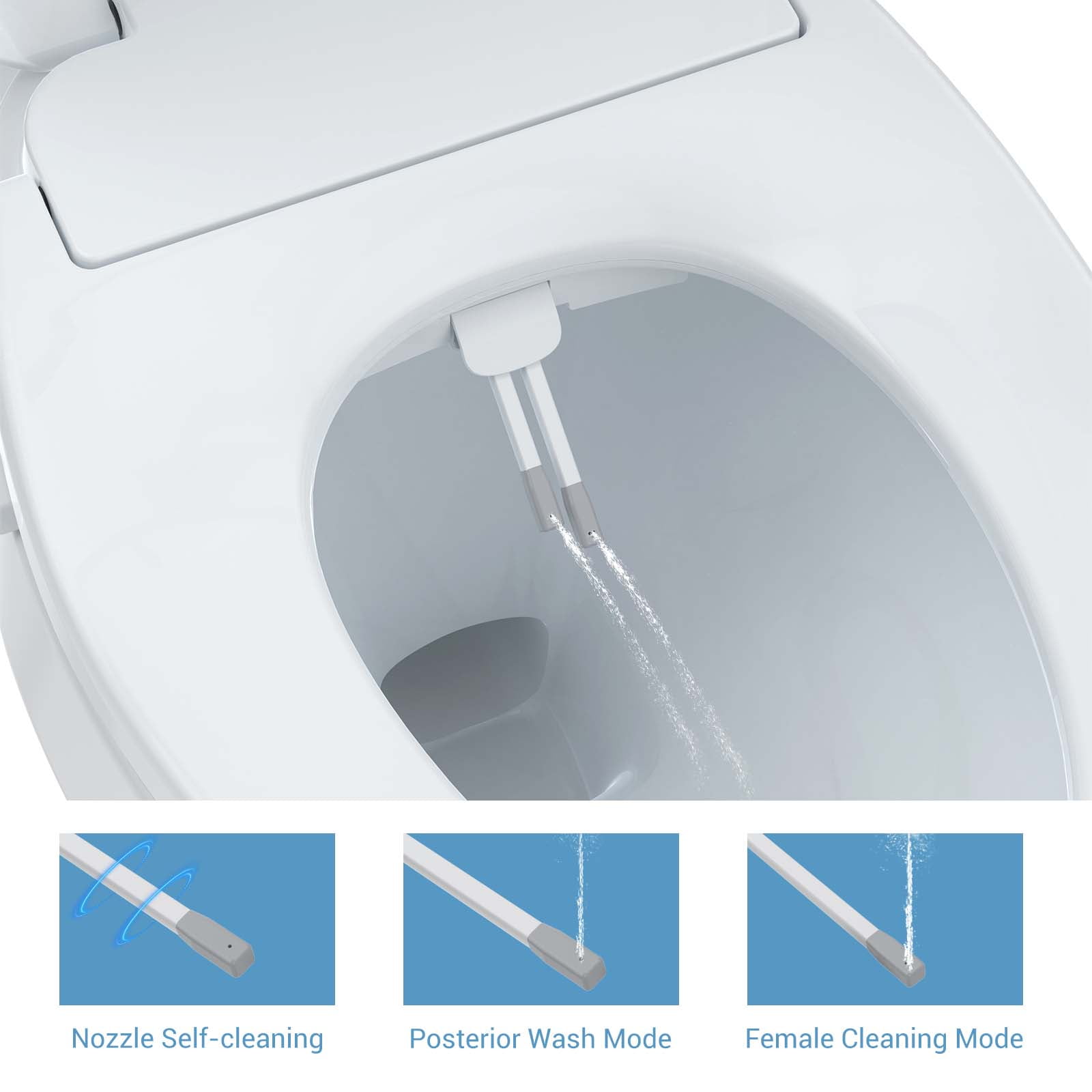 TEQIN Heated Bidet Toilet Seat,Electric Toilet Seat with Multiple Spray Modes, Smart Toilet Seat With Night Light Unlimited Warm Water, Auto Open & Slow Close Lid,Dual-Nozzle Rear & Feminine Wash