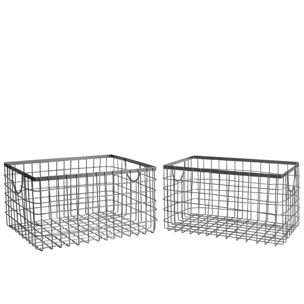 SLPR Wire Storage Shelf Basket (Set of 2) Metal Baskets for Shelves (Industrial Grey