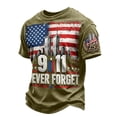 thumbnail image 2 of Xneal 911 25th Anniversary T-Shirt Short Sleeve Print Casual Never Forget 911 Green Shirts for Men Size 2XL, 2 of 5