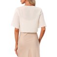thumbnail image 3 of INSPIRE CHIC Shrugs for Women's Ruffle Short Sleeve Open Front Bolero Summer Cropped Cardigan for Dress L White, 3 of 6