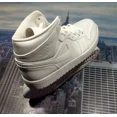 thumbnail image 2 of Ni - ke Ni - ke Air Jordan 1 Mid Leather Triple White Mens Size 12 554724 130 New, 2 of 5