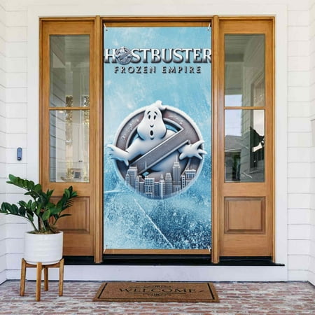 Logo Ghostbusters Frozen Empire Door Cover Decorated Banner Tapestry Home Decoration Holiday Party Supplies Door Banner Porch Sign Banner 72.8 x 35.4 Inch