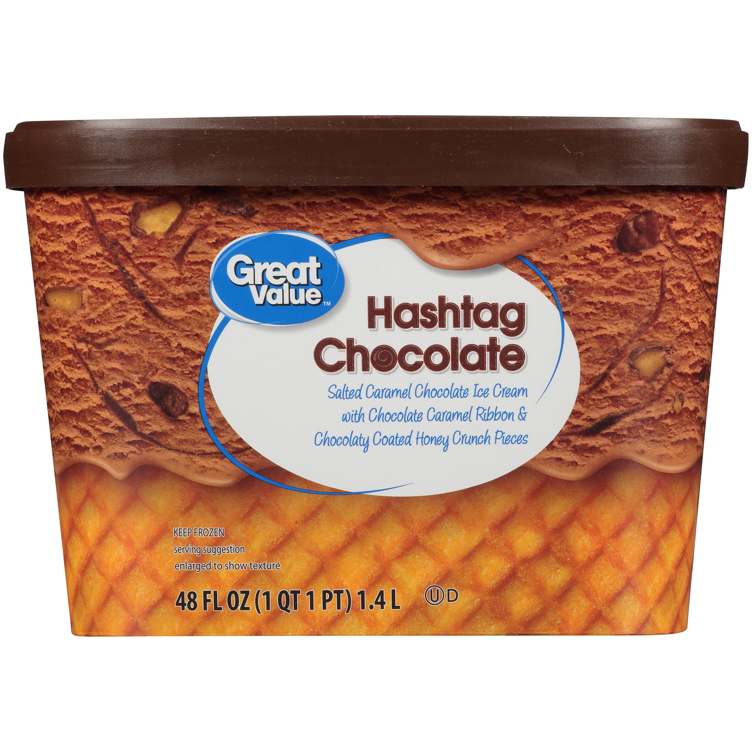 Great Value Hashtag Chocolate Ice Cream, 48 oz