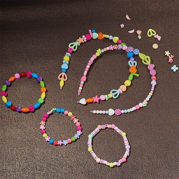 Jeu de creation bijoux,DIY bracelet collier accessoire, carré pentagramme  petit paquet de perles rondes,cadeau pour enfants,1740 PCS - Cdiscount Jeux  - Jouets