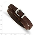 thumbnail image 3 of White Stainless Steel bracelet Cord, Leather & Rubber Brown Men's 8.5 in 20 mm, 3 of 3