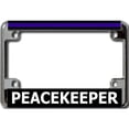 thumbnail image 1 of Peacekeeper Thin Blue Line Chrome Motorcycle License Plate Frame, 1 of 1