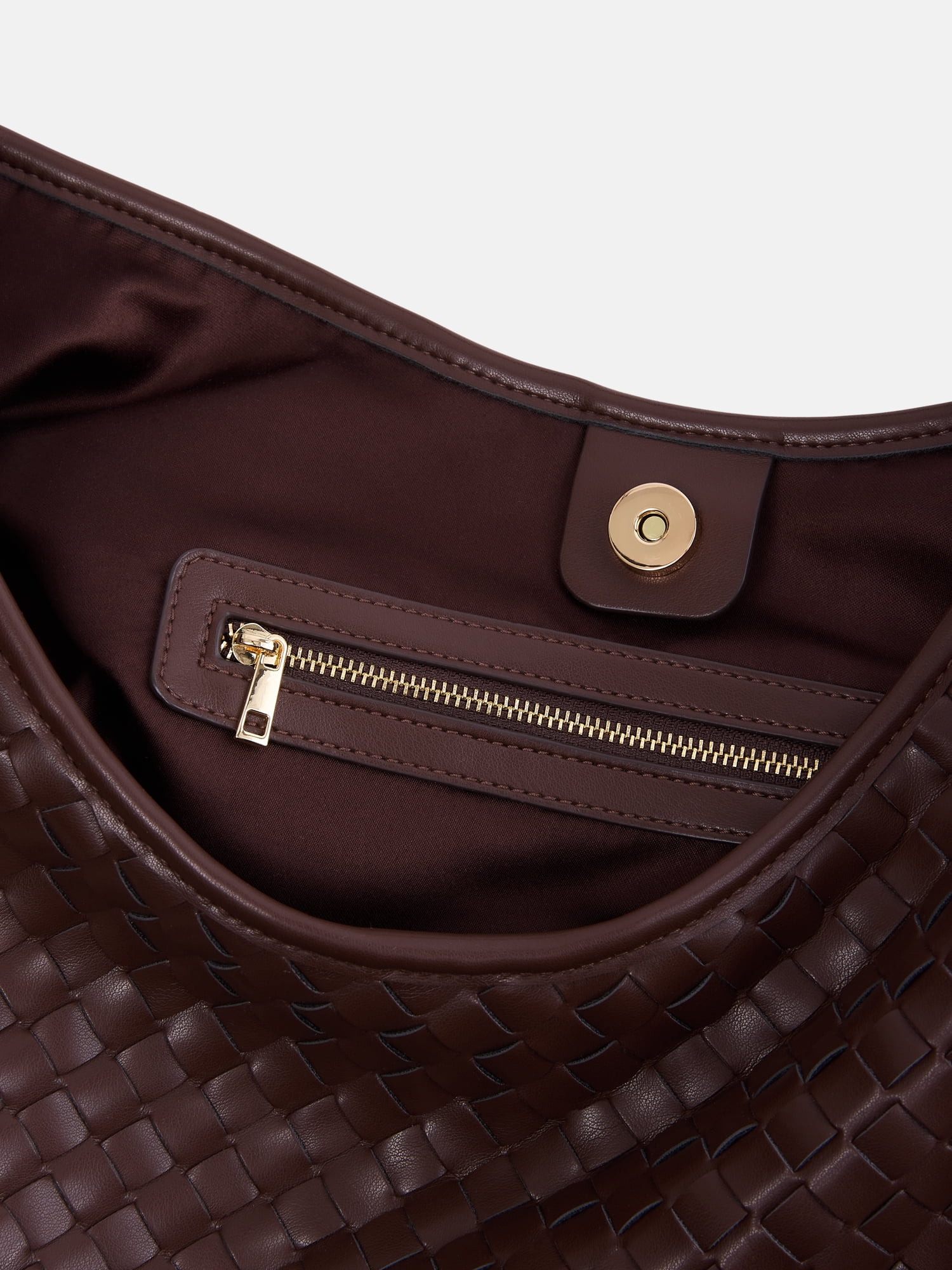 Scenario Women's Faux Leather Woven Hobo Shoulder Bag, Warm Chocolate