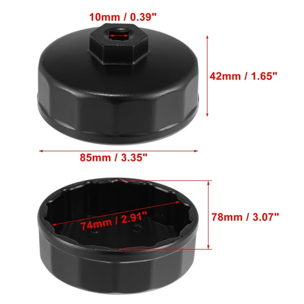 74mm 14 Flûtes Voiture Filtre à Huile Clé Logement Bouchon Socket Remover  Outils pour Benz pour Audi pour VW pour Mazda Noir 