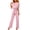 Pink, variant on Summer Jumpsuits for Women Playsuit Clubwear Casual Short Sleeve Belted Straight Leg Romper, Blue XL